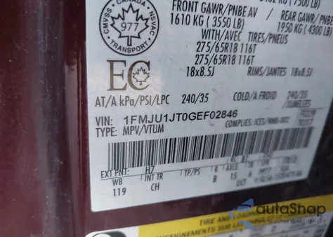 2016 Ford Expedition Xlt/King Ranch from USA, damaged, VIN 1FMJU1JT0GEF02846